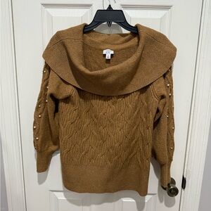 Crown & Ivy Brown Cowl Neck Sweater